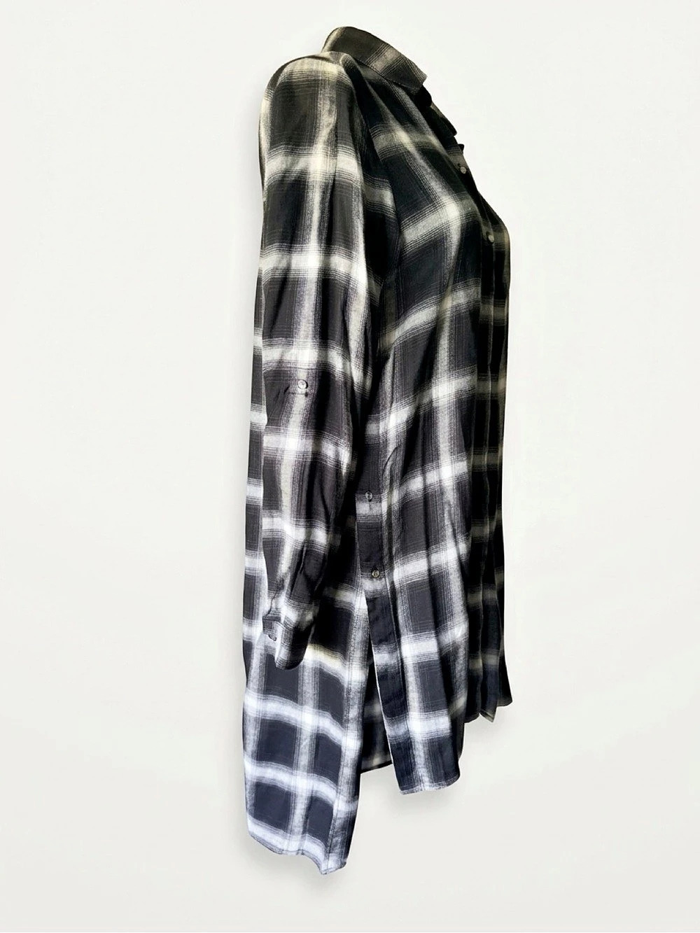 GIANNA BINNI Plaid Long Shirt Size XS NWT - Picture 2 of 3